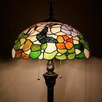 Tiffany Floor Lamp Stained Glass Lamp Standing Reading Light 16x16x70 Inch for Living Room (Butterfly Flowers)