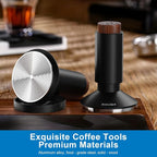 XIXUBX 2-in-1 Espresso Tamper & Magnetic WDT Tool, 53mm Spring Loaded Tamper with Anodized Aluminum Alloy Handle, Corrugated Base & Cover, Fits 53-54mm Portafilter Baskets for Espresso Machines