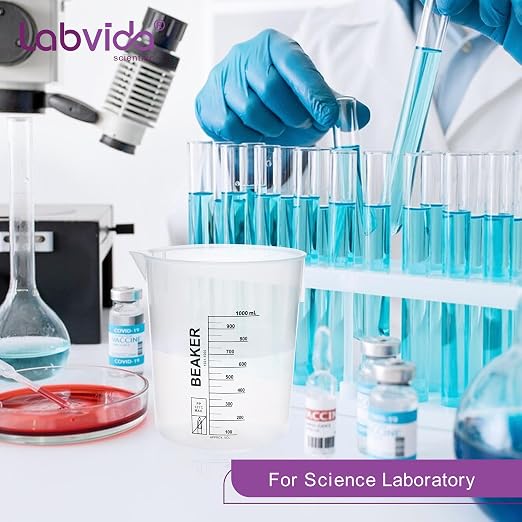 Low-Form Beakers, PP Material, with Easy to Read Printings in Black Color, Easy to Stack. 6PCS of Vol.100ml, LVB012