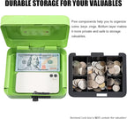 KYODOLED Cash Box with Combination Lock,Safe Metal Box for Money,Storage Lock Box with Money Tray,7.87"x 6.30"x 3.54" Limegreen Medium