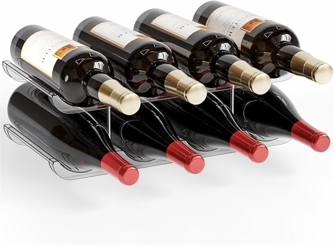 Yieach 2 Tier Stackable Wine Racks Countertop,Sturdy and Durable Wine Rack Free Standing Floor for Inside Cabinet,Clear Water Bottle Organizer and Wine Storage Racks Holder for Pantry,Table,Kitchen