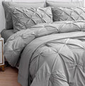 Lane Linen King Comforter Set, King Size Comforter Set 7 Pieces, Bed in a Bag King Size, Pintuck King Size Bedding Sets, King Bed Set, King Size Comforter Set with Sheets, Pillowcases & Shams - Silver