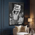 UXCBIA Got Whiskey, Black And White, Alcohol Speakeasy Poster, Prohibition, Protest Art Canvas Poster Bedroom Decor Sports Landscape Office Room Decor Gift Black Frame 08x12in(20x30cm)