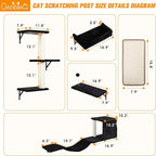 5 Pcs Wall-Mounted Climber Set, Wood Indoor with Shelves and Perches, Ladder, Condo House, Scratching Board and Tree, Wall Shelves Furniture for Cats (Black)