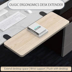 Ergonomics Desk Extender Tray, 25.2"x9.5" Punch-Free Clamp on, Foldable Keyboard Drawer Tray, Table Mount Arm Wrist Rest Shelf, Computer Elbow Arm Support