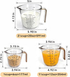 Measuring Cups Set, 3PCS with Pour Spout & Handle, Multi-Scale (cup | oz | ml) Stackable Liquid & Dry Plastic Measuring Tools for Baking Cooking, Essential Kitchen Gadgets (Coffee Brown)