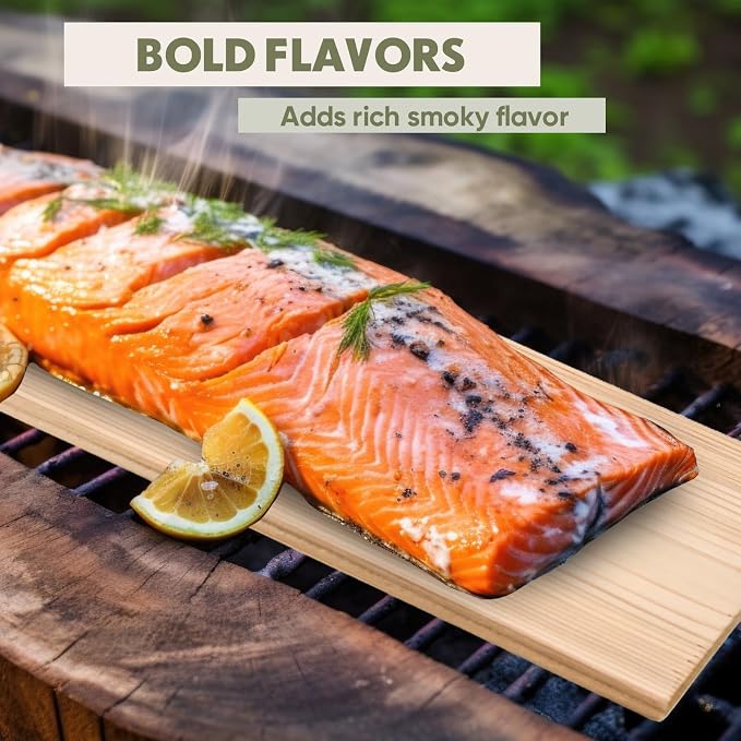 Landical 3/6/10/13/20 Pcs XL XXL Large Cedar Plank for Grilling Salmon Thicker Design Full Filet of Meat Fish Veggies Adding Extra Smoke and Flavor Soaking Fast Easy to Use(13 Pcs,15 x 5.5 Inches)