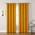 ChrisDowa Grommet Room Darkening Curtains for Bedroom and Living Room - 2 Panels Set Thermal Insulated Blackout Curtains (Mustard Yellow, 52W x 95L)