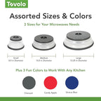 Tovolo Microwave Splatter Cover for Food, 3-Pack (Charcoal) - Collapsible & Vented Silicone Splatter Guard Lid - Microwave Plate & Dish Cover with Handle - BPA-Free Kitchen Gadget for Meal Prep