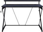 OSP Home Furnishings Emulator Battlestation Gaming Desk with RGB LED Lights, Black