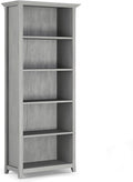 SIMPLIHOME Amherst SOLID WOOD 30 Inch Wide Transitional 5 Shelf Bookcase in Fog Grey, for The Living Room, Study Room and Office