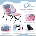 Welnow Toddler Kids Lazy Chair with Ottoman, Glow in The Dark Accent Comfy Lounge Children Armchair Couch with Removable Cover, Detachable Reading Chair with Footrest for Boy or Girl