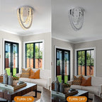 Modern Crystal Ceiling Light Chandelier, Flush Mount Lighting Fixture Pendant Ceiling Lamp Light for Living Room Bedroom Dining Room Hallway