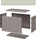 NUNU LAB Outdoor Storage Box, 45 Gallon Outside Deck Box Waterproof, Gray