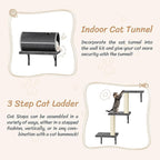NUNU LAB 7-in-1 Cat Wall Shelves, Wall Mounted Cat Climber Set, Cat Furniture with House, Tunnel, Bridge, Steps, Scratcher, Hammock, Shelves for Indoor, Drak Grey