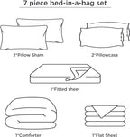Bedsure Bed in a Bag Queen 7 Pieces, Olive Green White Striped Bedding Comforter Sets All Season Bed Set, 2 Pillow Shams, Flat Sheet, Fitted Sheet and 2 Pillowcases
