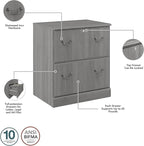 Saratoga 2-Drawer Lateral File Cabinet, Locking, Letter/Legal, Modern Gray, 26.85-Inch