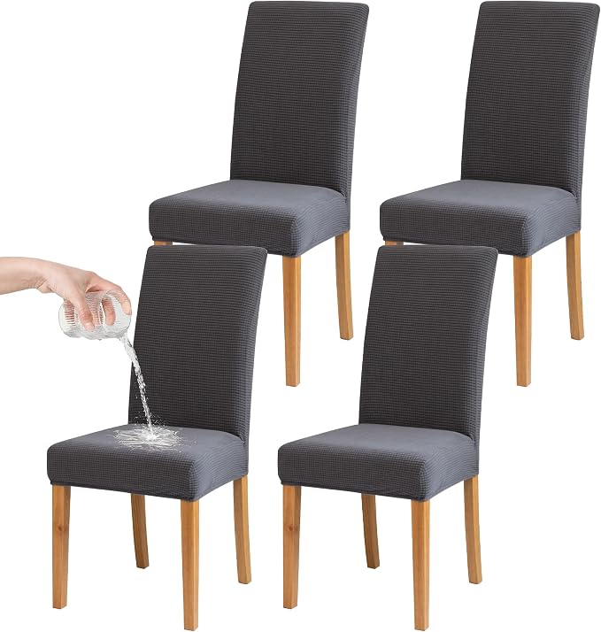 BIETYONE Waterproof Dining Chair Covers, Stretch Seat Protector, Washable | 4 Pack, Waterproof, Spill Resistant, Washable, Stretch Fit, Easy Clean Chair Protector