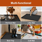 ukeetap 34" x 22" Extra Thick Silicone Mat Waterproof with Raised Edge, Under Sink Mat for Kitchen & Bathroom, Kitchen Cabinet Liner, Multi-Purpose for Storage & Protection, Black