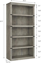 GAOMON 5 Tier Bookcase, Farmhouse Book shelf with Storage Open Display Bookshelves, 67.4" Tall Book Case Wooden 5 Shelf Bookcase Home Decor Furniture for Home Office, Living Room, Bed Room - Grey
