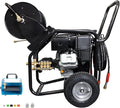Canpump 2-in-1 Gas Pressure Washer & Sewer Jetter – 3400 PSI, 5.7 GPM, 420cc Loncin Engine – Triplex Pump w/Extended Bypass Unloader – 100 ft Hose Reel, Foot Valve, Spray Gun, Wand, Hose, Nozzles