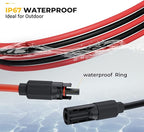 BougeRV 6 Feet 8AWG Solar Extension Cable with Female and Male Connector with Extra Pair of Connectors Solar Panel Adaptor Kit Tool (6FT Red + 6FT Black)