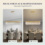Modern Crystal Chandelier for Dining Room,Gold Luxury Crystal Chandelier,8 Lights Rectangular Rectangle Light Fixture for Living Room Kitchen Island L40''xW10''xH10''