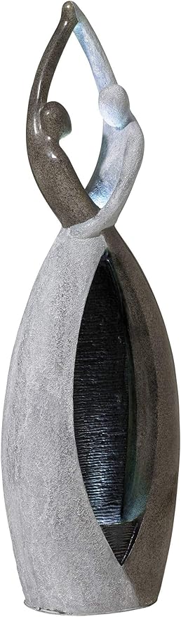 Dancing Couple 57" High Large Modern Indoor Outdoor Decor Faux Stone Floor Fountain with Light LED Standing Waterfall Tall Water Feature for Outside Garden Patio Yard Backyard Porch - John Timberland