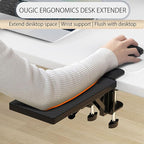 Ergonomics Desk Extender Tray, 11.8"x5.9" Punch-Free Clamp on, Foldable Keyboard Drawer Tray, Table Mount Arm Wrist Rest Shelf, Computer Elbow Arm Support