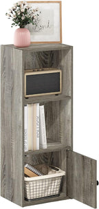 Furinno Luder Shelf Bookcase with 1 Door Storage Cabinet, French Oak