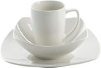 Gibson Home Amelia Court Porcelain Chip and Scratch Resistant Dinnerware set, Service for 4 (12pcs), White (Soft Square)