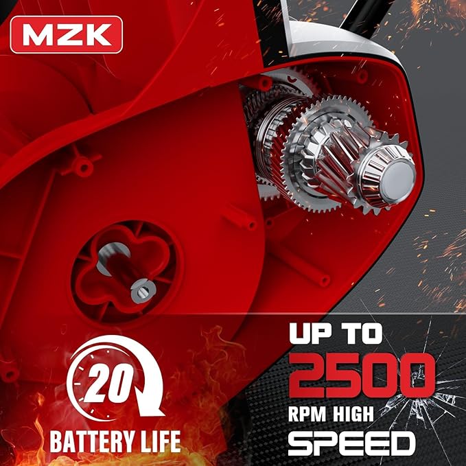 MZK Cordless Snow Shovel, 20V 13-Inch Battery Powered Snow Thrower, Battery Snow Blower with Directional Plate & Adjustable Front Handle(4.0Ah Li-ion Battery & Fast Charger Included)