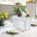 OBTANIM 4 Pack 4 Gallon Galvanized Ice Buckets Metal Champagne Drink Cooler Storage Ice Tub with Handles for Beer Cocktails Wine Beverage Home Parties Bar Cooling Supplies