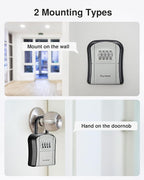 Puroma Key Lock Box Outdoor 4 Digit Code Combination Lockbox House, 8 Gray | For Contractors Guest Realtor Storage Keys, Portable, Home Wall Mount, Resettable, Combination, Weatherproof, High-capacity