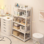 IOTXY 5-Tier Ladder Shelf Bookcase - Wooden Open Bookshelf with Metal Frame, Display Rack for Living Room, Bedroom, Kitchen, and Home Office, White