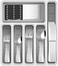 49-Piece Silverware Set with Organizer, Stainless Steel Flatware Utensils Set for 8, Forks and Spoons Silverware Set Cutlery Set with Steak Knives, Dishwasher Safe