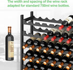 Bamboo Large Wine Rack, 8-Tier Freestanding Floor Bottle Storage Holder | 72-Bottle Storage | Wooden Wine Storage Organizer Shelves for Kitchen Bar, Cellar, & Dining Room | Black | Anti-Tip Kit