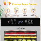 SUCISENI Food Dehydrator for Jerky, 10 Stainless Steel Trays 9ft² Dehydrator Machine, 1000W Dehydrator with 24H Timer 195℉ Temperature Control for Meat, Fruits, Veggies, Dog Treats