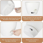 Plant Pots 10/9/8/7.5/7 Inch Self Watering Pots, Set of 5 Plastic Planters with Drainage Holes and Saucers,Plastic Flower Pots,Nursery Planting Pot for Indoor Out Door Plants(Pure White)