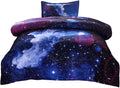 JQinHome Twin Galaxy Comforter Sets Blanket, 3D Outer Space Themed Bedding, All-Season Reversible Quilted Duvet, for Children Boy Girl Teen Kids - includes 1 Comforter, 1 Pillow Sham (Dark Blue)