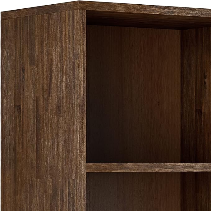 SIMPLIHOME Clarkson SOLID ACACIA WOOD 22 Inch Wide Contemporary Bookcase with Storage in Rustic Natural Aged Brown, For the Living Room, Study Room and Office