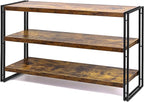 3-Tier Rustic Wood and Metal Industrial Bookcase - 40in, For Home Office, Bedroom, Kitchen, Bathroom