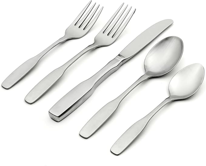 Oneida Paul Revere 5-Piece 18/10 Silverware Set for 1, Flatware | satin finish, dishwasher safe | includes knives, forks, and spoons | cutlery set for kitchen and dining