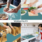 Extra Large Silicone Countertop Mat, Silicone Table Mat Kitchen Counter Protector Nonslip Heat Resistant Desk Mat for Crafts Kids Dinner Placemat Pastry Dough Rolling Mat, Dark Green