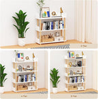 3-Tier Wooden Bookshelf, Modern Open Bookcase with Top Edge and Solid Wood Frame, Freestanding Bookshelf Storage Organizer for Home Office Living Room