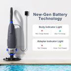 (2025 Upgraded) Cordless Pool Vacuum with Telescopic Pole, 60 Min Powerful Suction & Large Head, Rechargeable Handheld Cleaner for Above Ground Pools, Inground Pools, Hot Tubs, and Spa