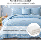Blue/Silver Comforter Set Queen, Metallic Print Glitter Bedding Set Cute Shinny Bed Sets for Teen Girls Kids Women, 4 Piece (2 Pillowcases, 1 Decorative Pillow Sham)
