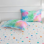 A Nice Night Galaxy Bedding Sets Outer Space Comforter 3D Printed Space Quilt Set Twin Size Glitter Pink Green Color,for Children Boy Girl Teen Kids