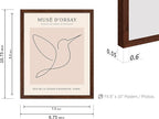 Poster Master Vintage Poster - Retro One Line Hummingbird Drawing Print - Bird Line Art - Minimal Gift for Him, Her, Animal Lover - Abstract Decor for Home, Office, 11x14 Brown Framed
