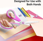 QMVESS 8.5" Scissors All Purpose 3 Pack Heavy Duty for Office School Fabric | Ultra Sharp 2.5mm Thick Stainless Blade, Ergonomic Comfort Grip, Left & Right Handed Classroom Must-Have Cutting General Use